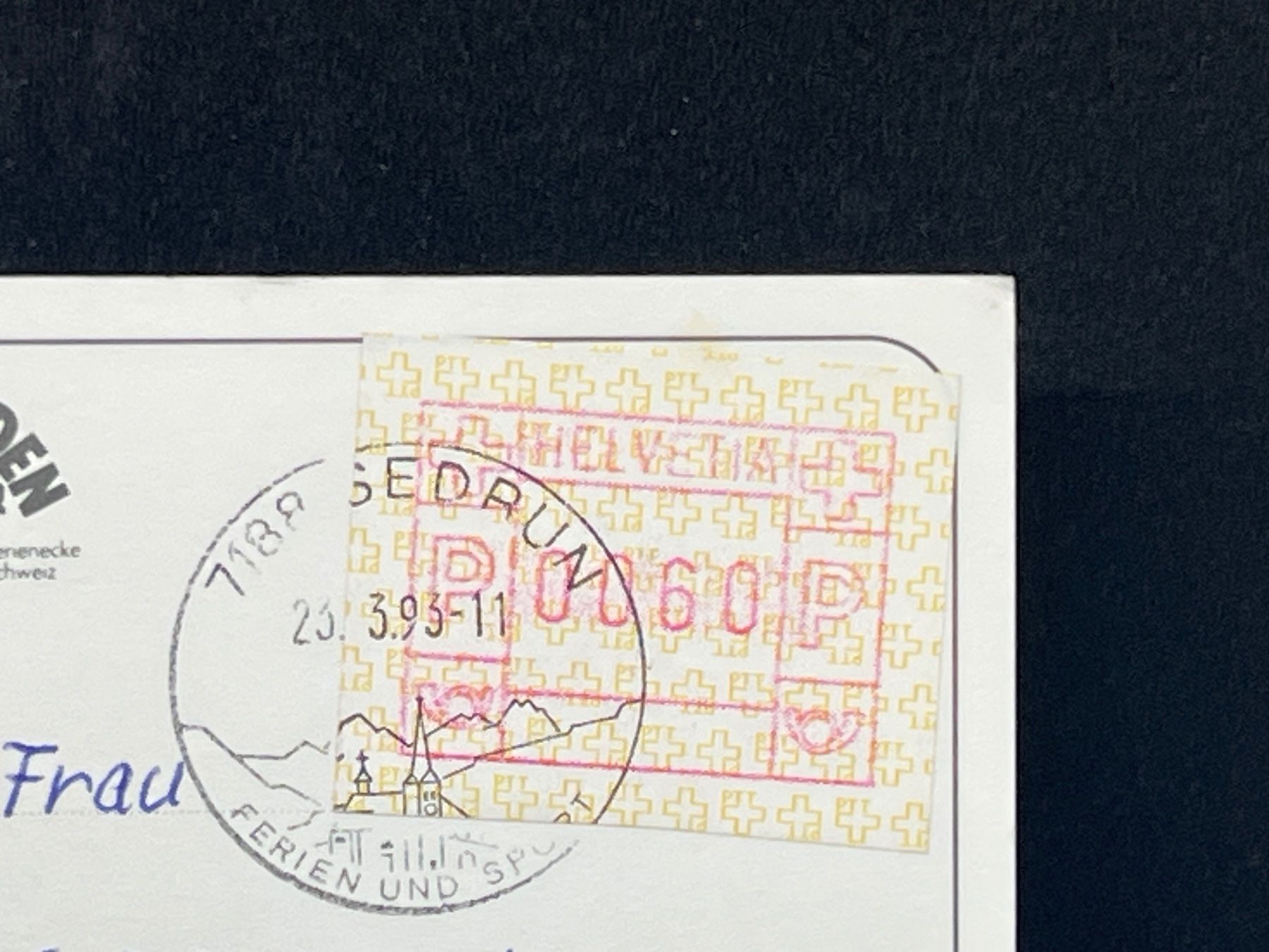 Cartoline postali: Sedrun, 1400 m ü.M. – Usato da Widnau venduto da Brusi9 1