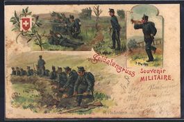 Litho Soldatengruss, Schweizer Infanteri