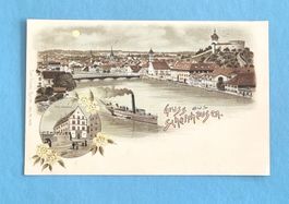 Schaffhausen - Dampfschiff - Alte Kaserne -  Litho