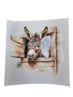 Eselblick aus dem Holzstall, Dekosticker, zb. Glasflasche.