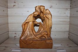 Geschnitzte heilige Familie Holz 23 x 31 cm