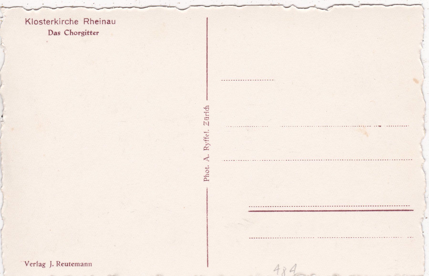 Cartoline postali: Klosterkirche Rheinau Chorgitter – Usato da Herisau venduto da Lisegrat2008 1