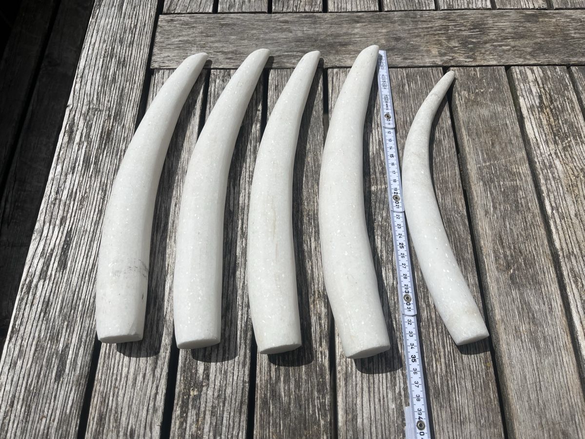 Figuren: 5 Stosszähne aus Marmor Deko – Gebraucht aus Wiesenberg von swissantik 1