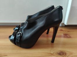 Platteau-Peeptoes Leder (Navyboot) 40