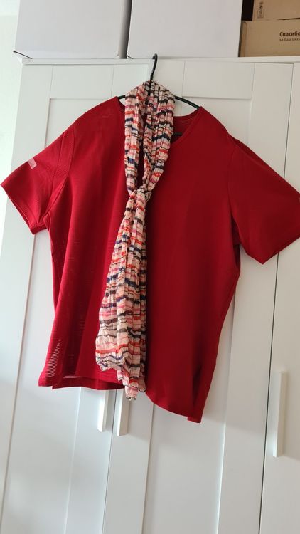 Kurzarm-Shirt von "UP" Gr. 50/52 mit schönem Crinkel-Foulard 1