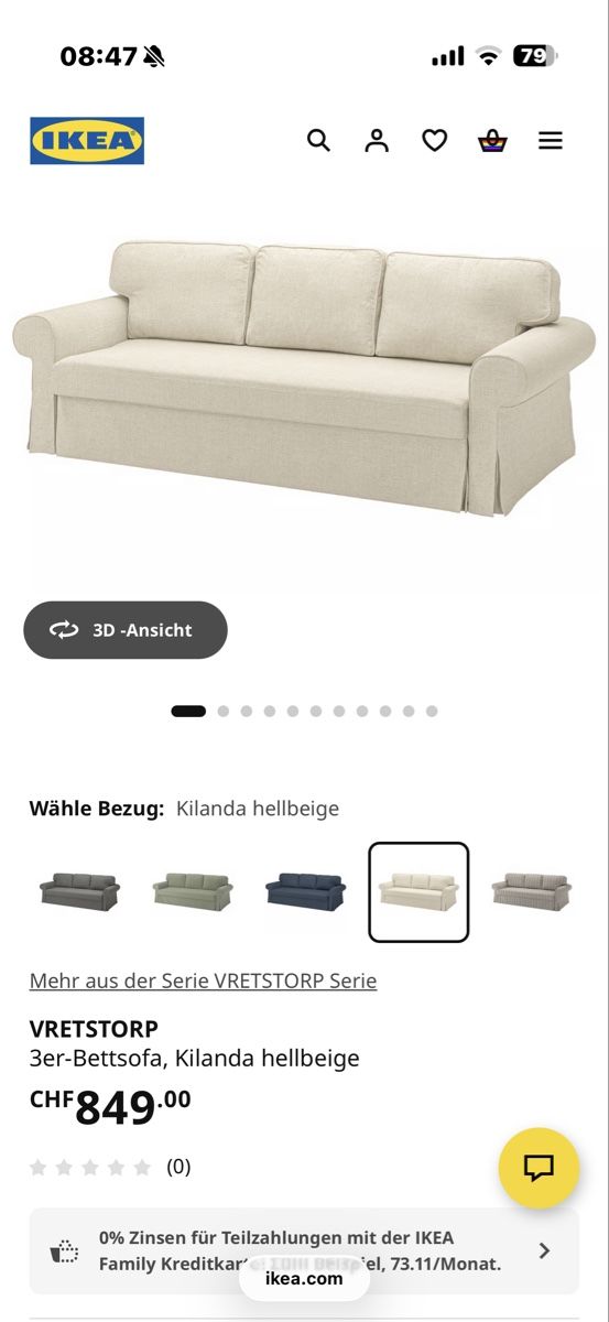 Sofas: IKEA VRETSTORP 3er-Bettsofa Kilanda hellbeige – Neu (gemäss Beschreibung) aus Arbon von jet_w678 3