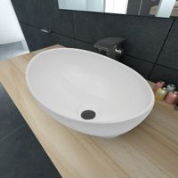 Keramik Waschbecken Oval Weiß 40 x 33 cm, GratisversanD