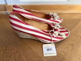 Maritime Keil-Espadrilles Rot/Weiss Gr. 41 NEU Made in Italy