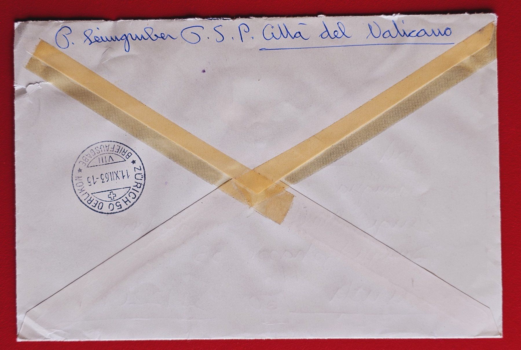 Tutti i francobolli: VATIKAN EXPRESS SATZBRIEF CYRILL METHOD SCHWEIZERGARDE 1963 – Usato da Düdingen venduto da Quartierstrasse 1
