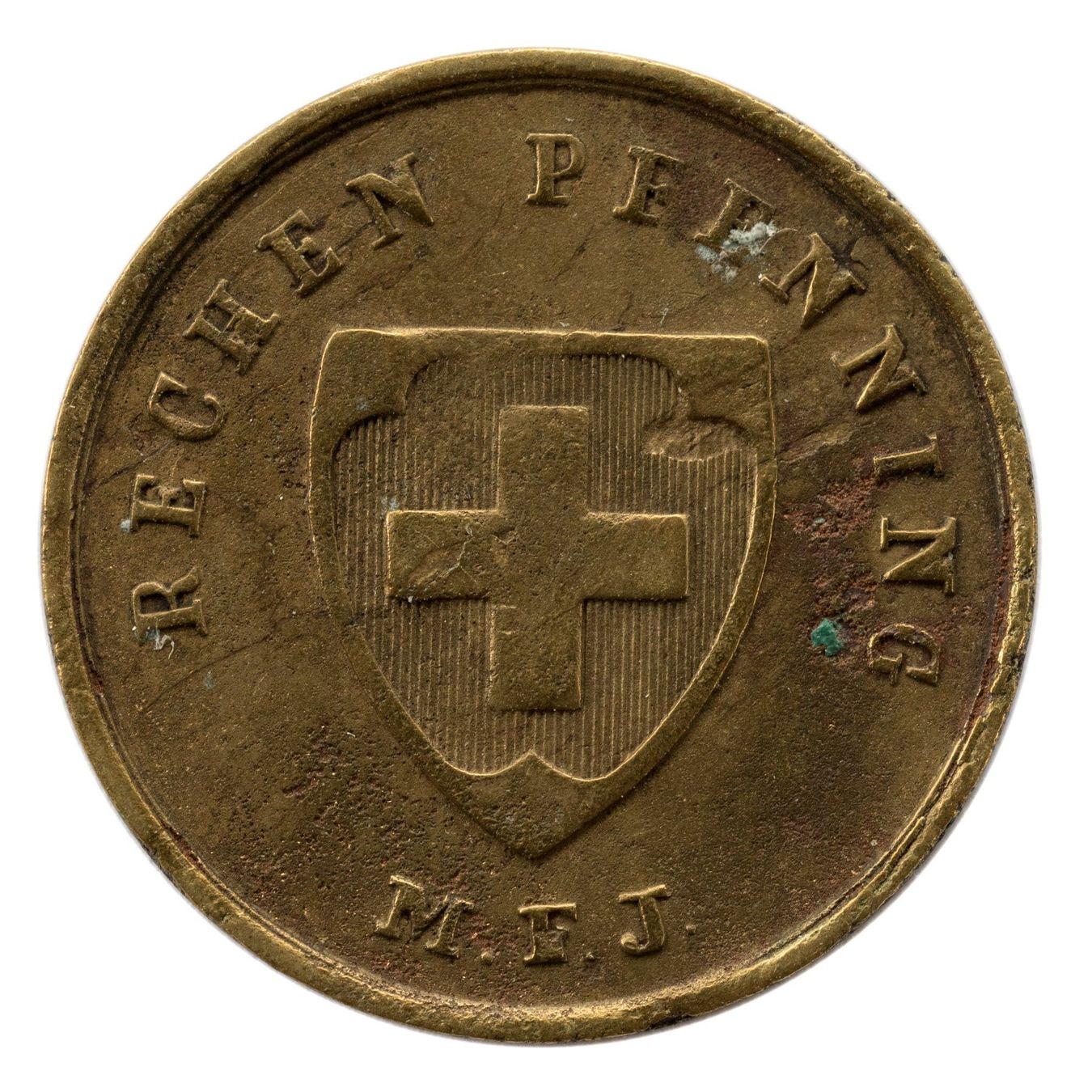 Medaglie: Jeton Rechen Pfennig M.F.J. um 1900 – Usato da Rotkreuz venduto da Swiss-Coins