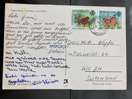 Seychellen 1979 AK Vogel Schmetterling