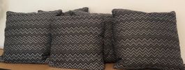Sofa Kissen Set, 5 Stück, Grau-Schwarz, neuwertig
