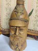Antike Flasche in Form eines Jäger Kopfes mit Bart