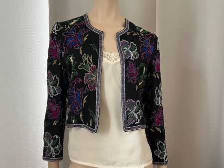 Schwarze Seide Vintage Jacke, Grösse S