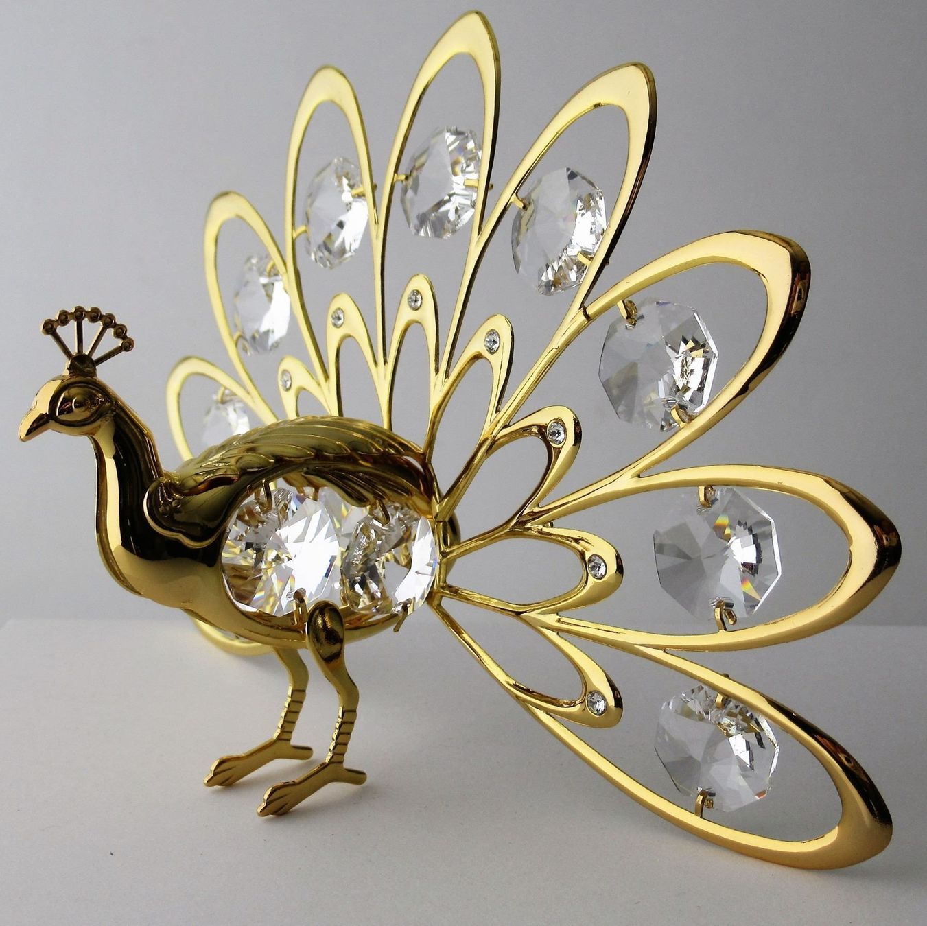 Swarovski Statuette: Pfau mit Swarovski Elements vergoldet – Nuovo e nell'imballaggio originale da Stein am Rhein venduto da Vitrum8260 3