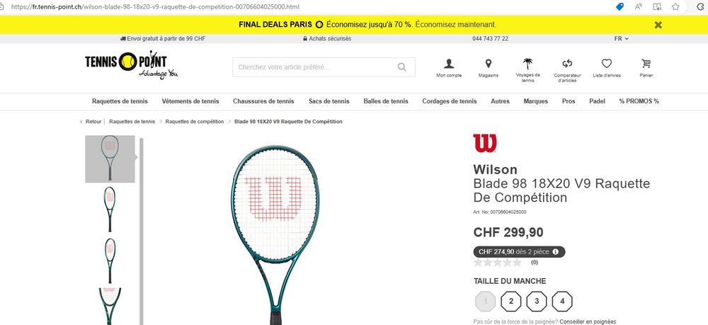 Wilson Blade 98S V9 Raquette De Compétition