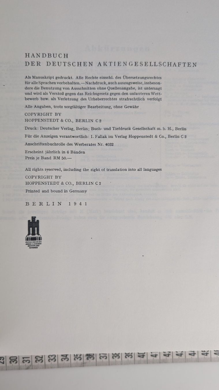 Livres: Handbuch Deutsche Aktiengesellschaften 1941 - Eisenbahnen – D'occasion à Zürich par axolottchen 3