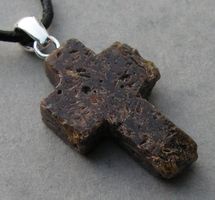 ♥ Baltischer Bernstein KREUZ ANHÄNGER / UNISEX - MIDI ♥