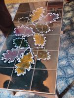 Table basse Léonie, carrelage ceramique décor feuilles 70'