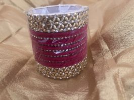 Indische Armreifen, Bollywood Stil, pink/Gold, Neu & Ungetra