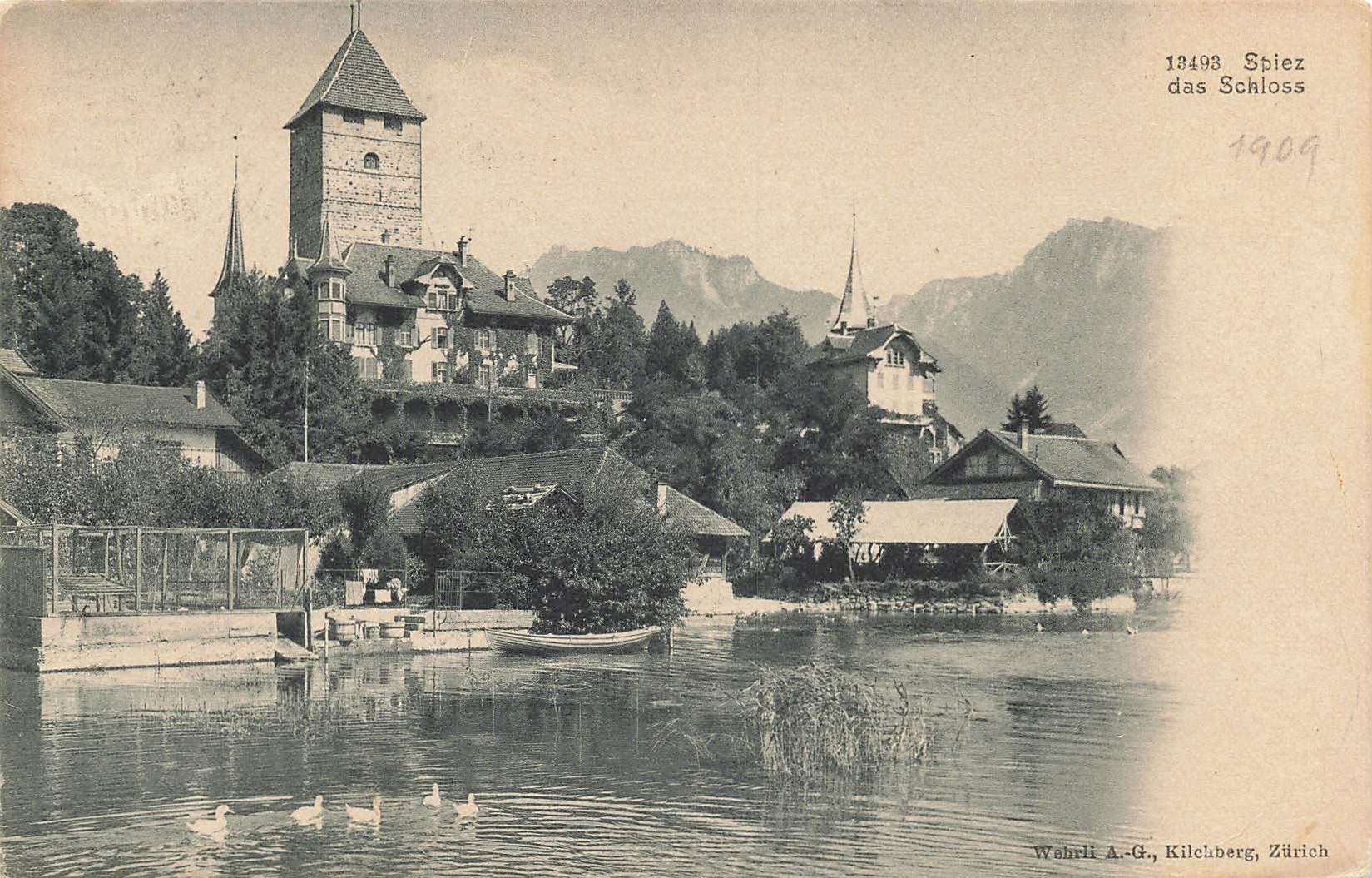 Cartoline postali: Spiez das Schloss 1909 – Usato da Schwyz venduto da Seffi56