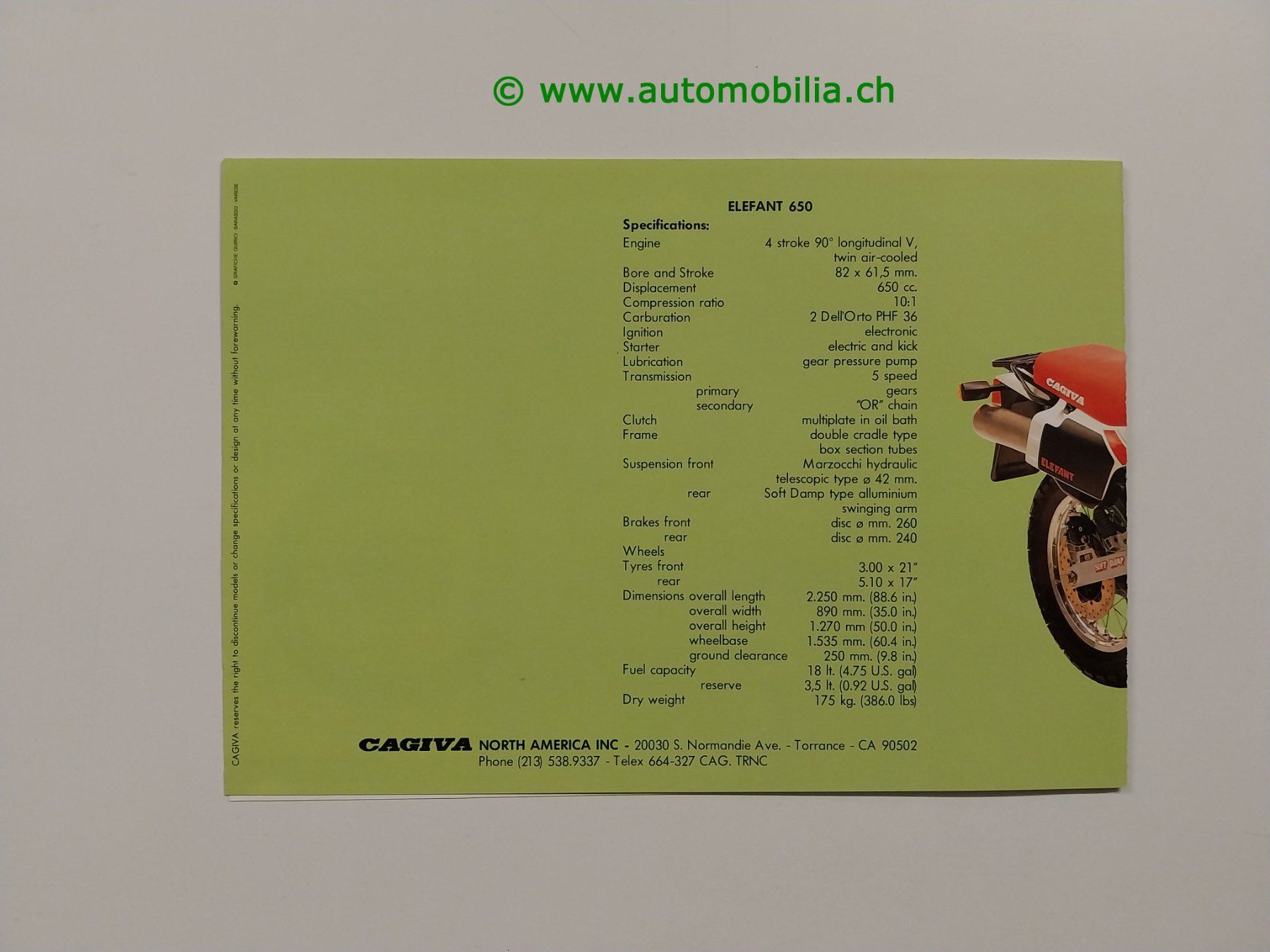 Documenti: Cagiva Elefant 650 Prospekt englisch – Usato da Weingarten-Kalth venduto da Bettelbruenneli 2