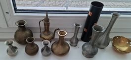 Konvolut Vasen aus diversen Metallen wie Zinn, Messing usw