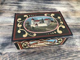 Handbemalte Vintage Holzschachtel Truhe Aufbewahrungsbox
