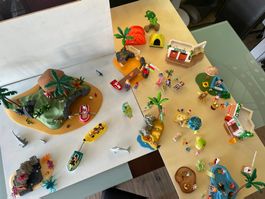 Grosses Playmobil Strand-Camping Ferien Set mit Insel