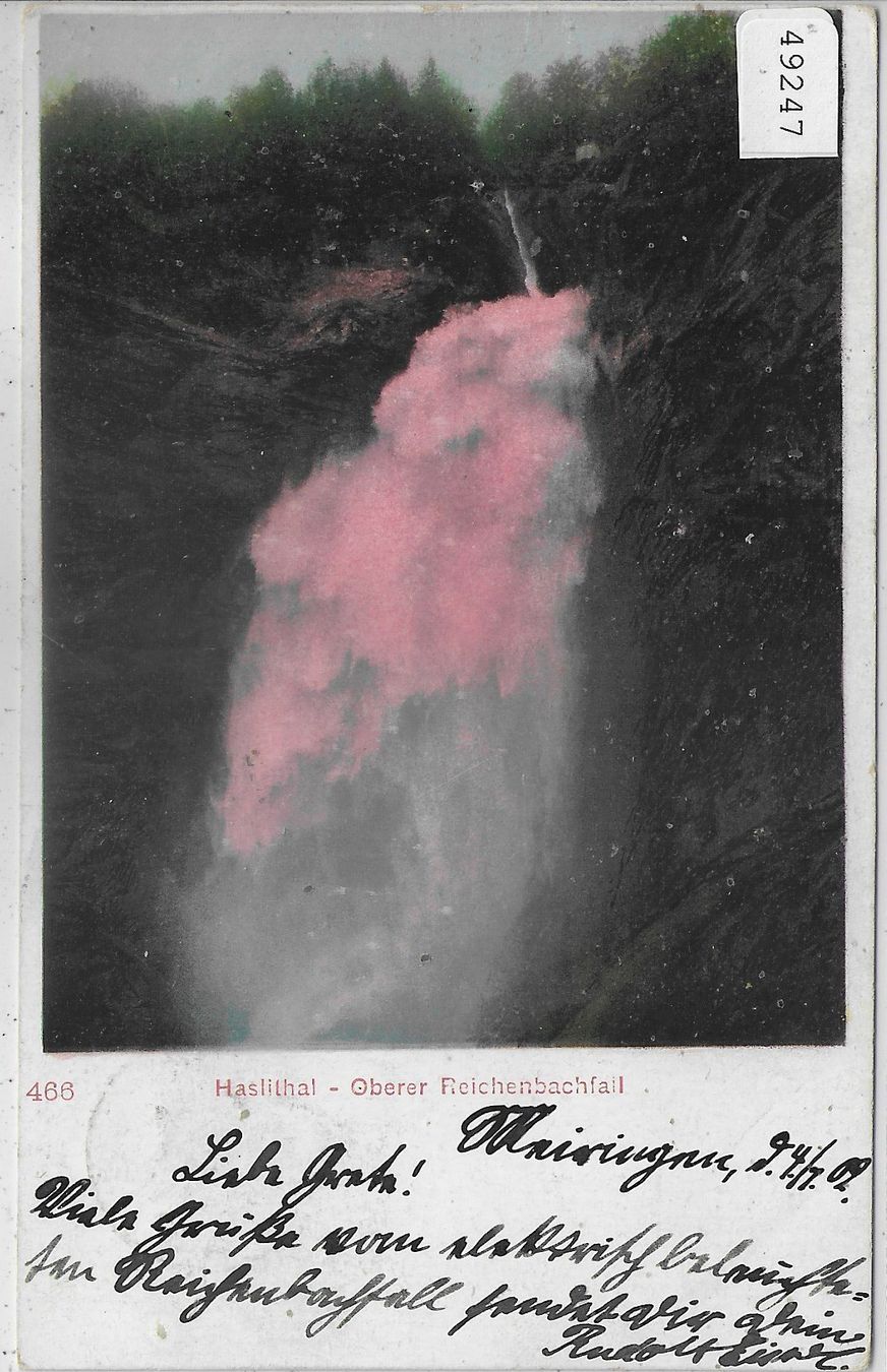 Ansichtskarten: Haslital - Oberer Reichenbachfall - Litho – Gebraucht aus Ettingen von Kartenplanet