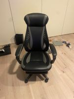 Bürostuhl Gaming mit Fussstütze schwarz grau gebraucht