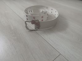 Weisser Gürtel mit Hello Kitty Schnalle und pinken Nieten 💍