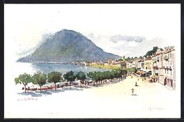 Lugano, mit Bäumen gesäumte Promenade