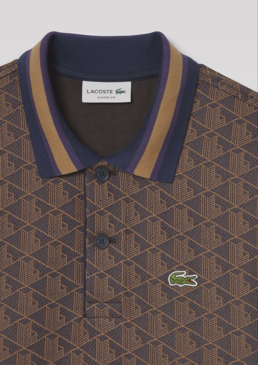 Lacoste Magliette Polo: Lacoste Polo Monogramme Marron – Nuovo e nell'imballaggio originale da Biel/Bienne venduto da Akwawini 2