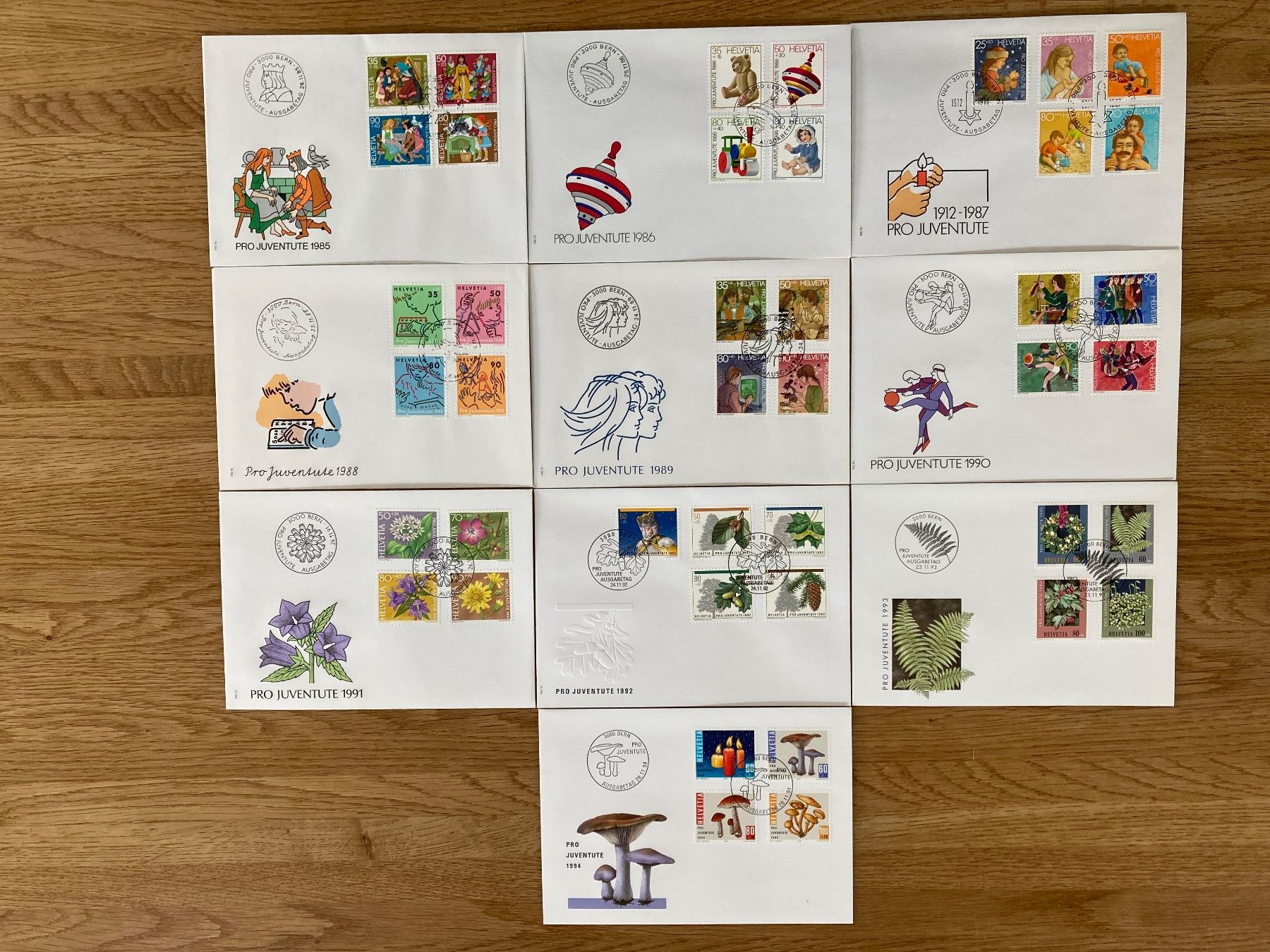 Tutti i francobolli: FDC Pro Juventute 1985 - 1994 / 10 Stück – Nuovo (secondo la descrizione) da Solothurn venduto da ehe_8spw