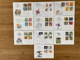 FDC Pro Juventute 1985 - 1994 / 10 Stück
