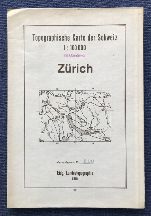 5 Topogr.Karten: Zürich + Aarau je 1936+1948,  Luzern 1944 4