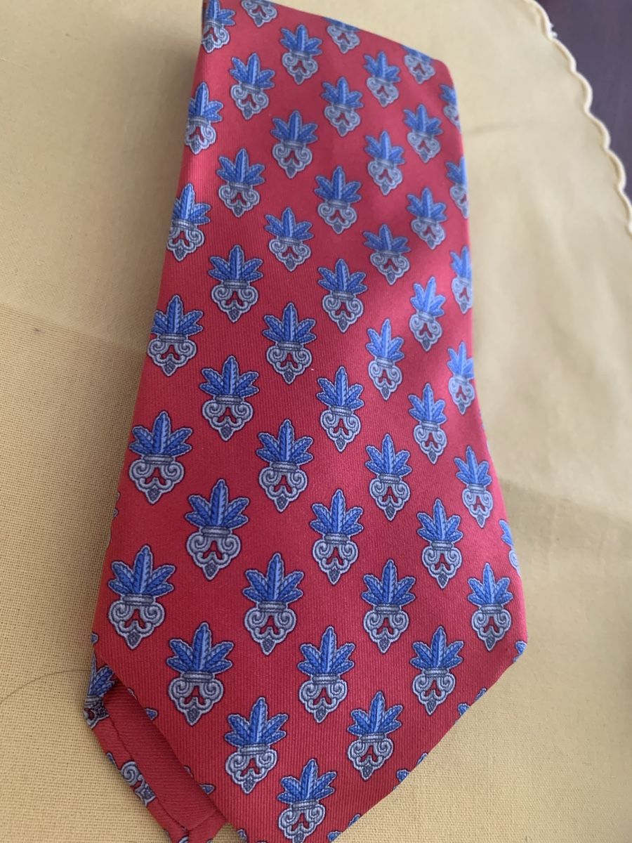 Cravatte: Cravatta HERMÈS Paris 100% Seta Rossa Blu – Usato da Lugano venduto da Edera49 3