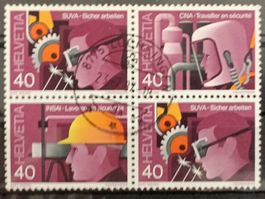 1978 SUVA Sicher arbeiten Viererblock Vollstempel