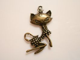 1 Stk. Katze Messing Schmuckanhänger/-Teil.Twint:Ja.