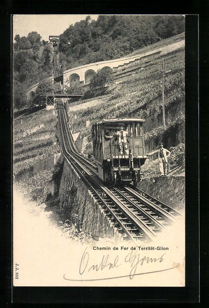 Cartoline postali: Chemin de Fer de Territet-Glion, Bergbah – Usato da Berlin venduto da bartko-reher