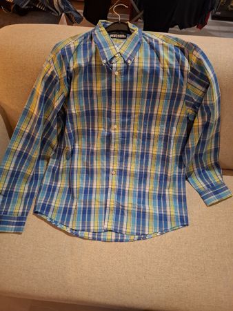 Herren Hemd Watsons kariert blau gelb Grösse L