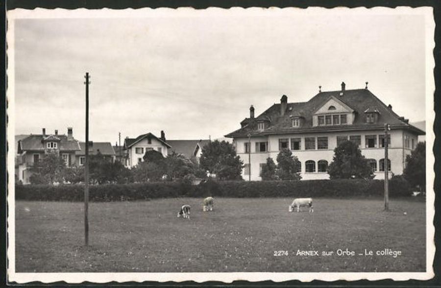 Cartoline postali: Arnex sur Orbe, le Collège, datée 1939 – Usato da Frauenfeld venduto da POML