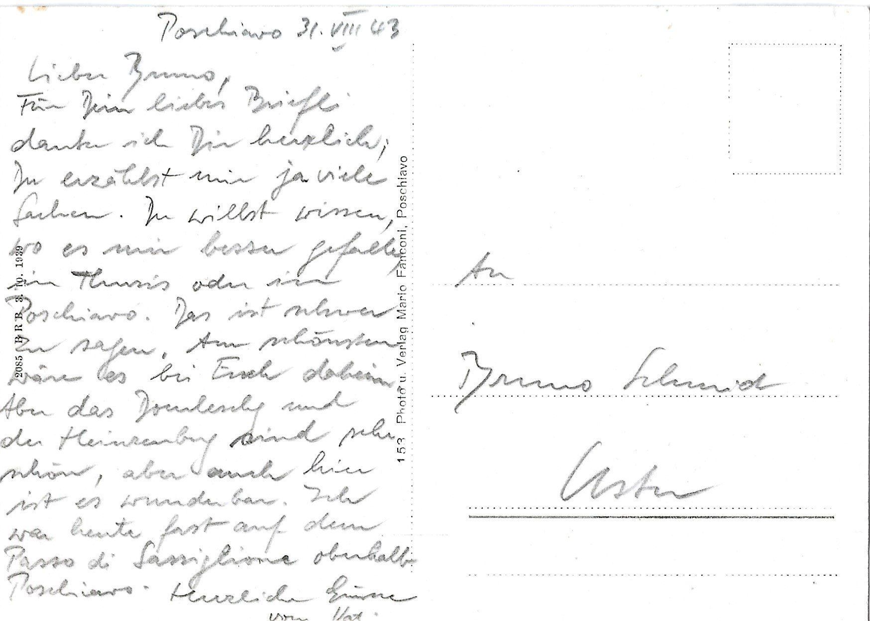 Cartoline postali: Poschiavo, 1943 – Usato da Frauenfeld venduto da Merk52 1