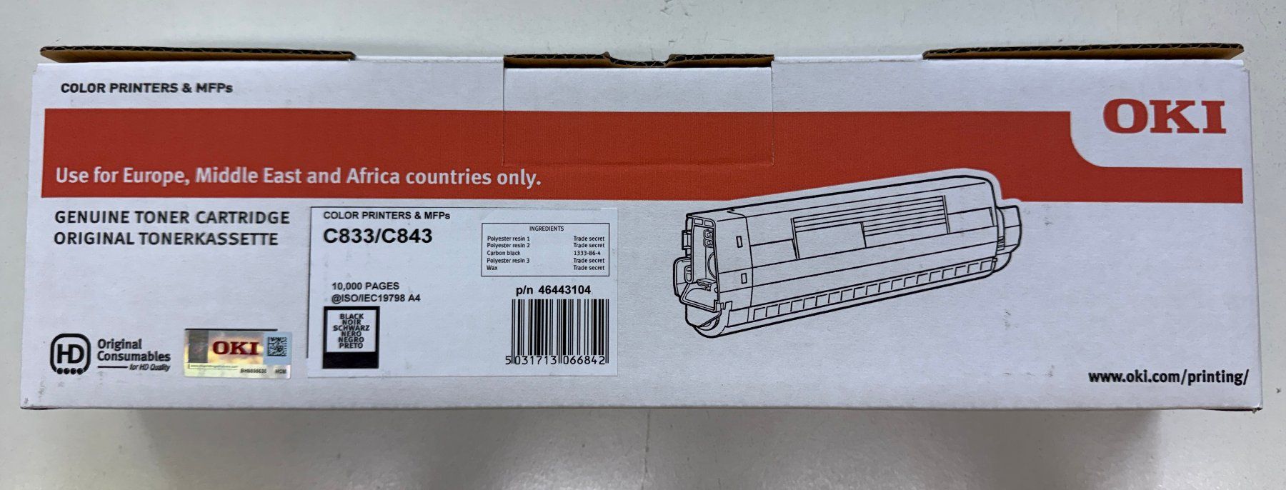 Oki Cartucce per stampanti & toner: OKI-Toner C833/C843 Black – Nuovo e nell'imballaggio originale da Kaltbrunn venduto da Aittam