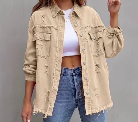 MUST HAVE - stilvolle/sportliche Jeansjacke, beige, L/XL