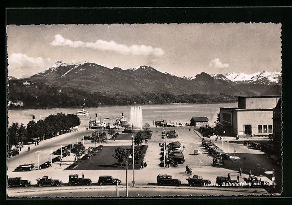 Cartoline postali: AK Luzern, Bahnhofplatz mit Rigi – Usato da Berlin venduto da bartko-reher