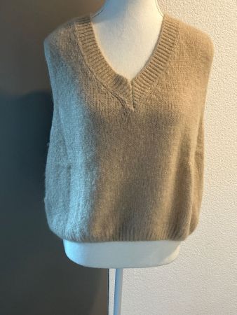 Strickweste beige V-Ausschnitt mit Angora von Colette