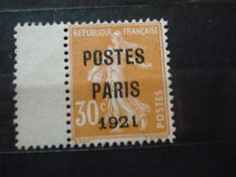 Frankreich alte Marke *,  Überdruck Postes Paris 1921