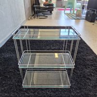 Chrom Glas Shelf Regal Standregal Metallregal Glastablar